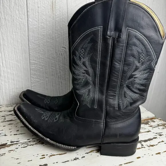 Dos Amigos Western Wear Black Pointed Toe Men's Boots Size 9 Mexico Leather